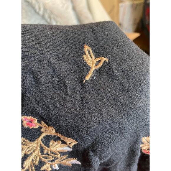 lush black floral wrap dress small black flowers tank top mini - Picture 8 of 8